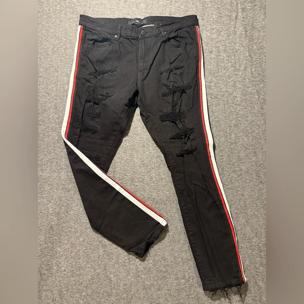 Jordan Craig Sean Legacy Edition Jeans mens 38x32 black stripe distressed Skinny